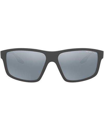 Prada Linea Rossa Ps 02xs Ufk07h 60mm Rectangular Sunglasses - Gray
