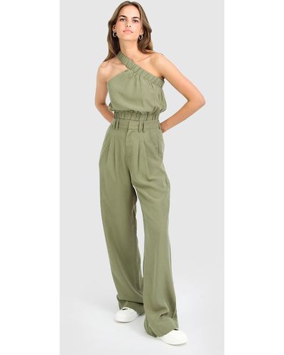 Belle & Bloom State Of Play Wide Leg Pant - Army - Green