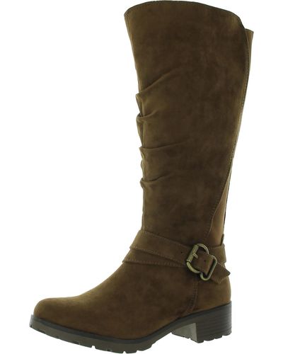 White Mountain Dayna Faux Suede Wide Calf Knee-high Boots - Green
