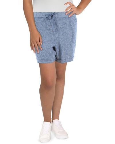 Style & Co. Plus Linen Casual Casual Shorts - Blue
