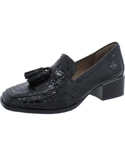 Donald J Pliner Avi66 Square Toe Leather Loafers - Black