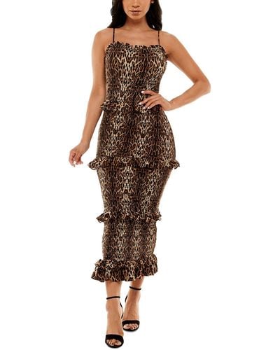 Bebe Juniors Fitted Midi Bodycon Dress - Brown