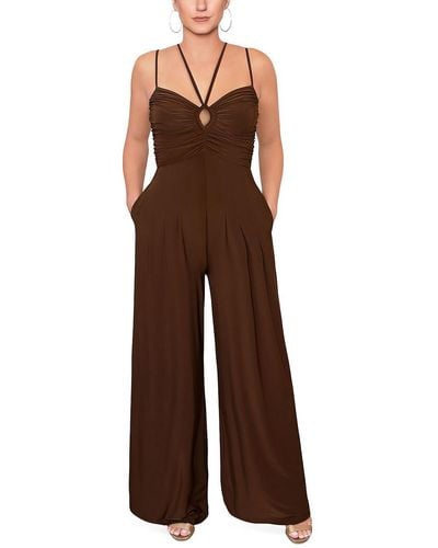 RACHEL Rachel Roy Halter Ruched Jumpsuit - Brown