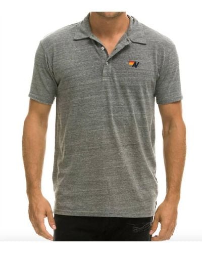 Aviator Nation Logo Embroidery Polo In Heather Gray