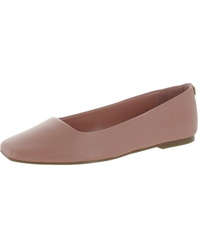 Calvin Klein Nyta Leather Square Toe Ballet Flats - Brown