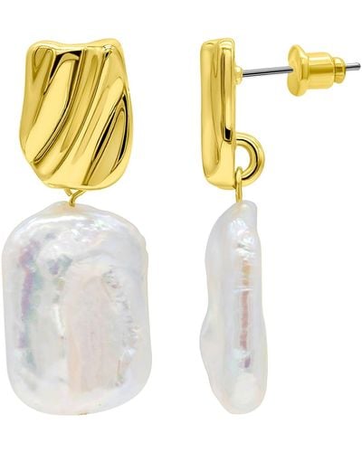 Adornia 14k Plated Freshwater Pearl Coin Drop Earrings - White