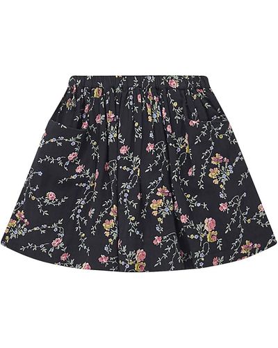 Bonton Romantic Print Gauze Skirt - Black