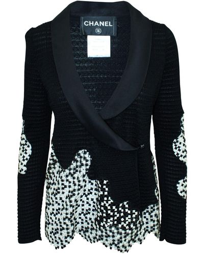 Chanel Ss 2011 Black And White Knitted Cardigan