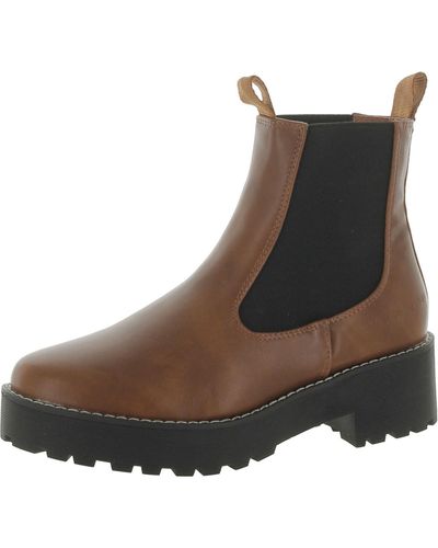 French Connection Mia Faux Leather Winter Ankle Boots - Brown
