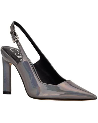 Calvin Klein Attract Patent Pumps Slingback Heels - Metallic
