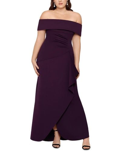 Xscape Plus Off-the-shoulder Maxi Evening Dress - Purple