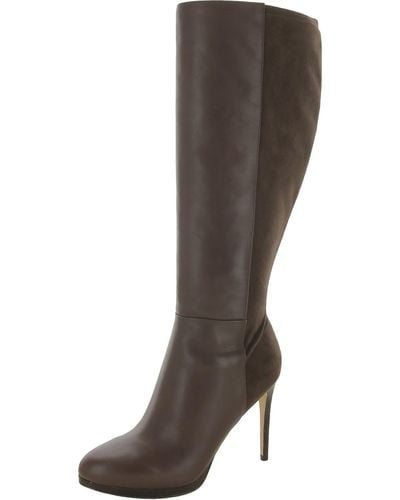 Nine West Quiz Me Leather Wide Calf Knee-high Boots - Gray