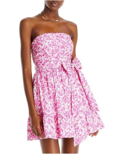 Aqua Cotton Mini Fit & Flare Dress - Pink