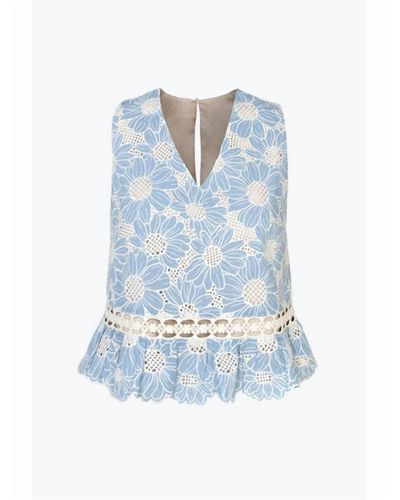 Adelyn Rae Krissa Embroidered Top - Blue