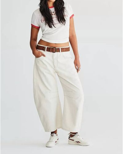 Free People Good Luck Mid-rise Barrel Jeans - White