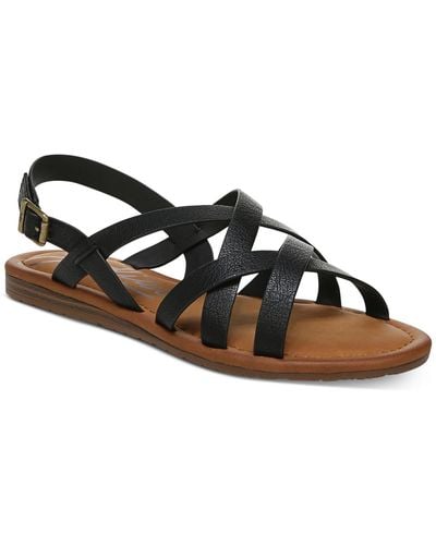 Zodiac Yale-2 Faux Leather Ankle Strap Strappy Sandals - Black