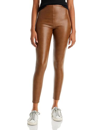 Aqua Faux Leather High Waist leggings - Brown