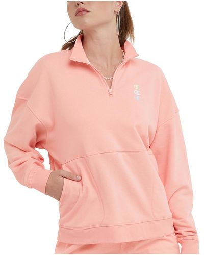 Champion Logo Loungewear 3/4 Zip Pullover - Pink