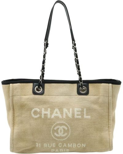 Chanel Deauville Canvas Tote Bag (pre-owned) - Natural