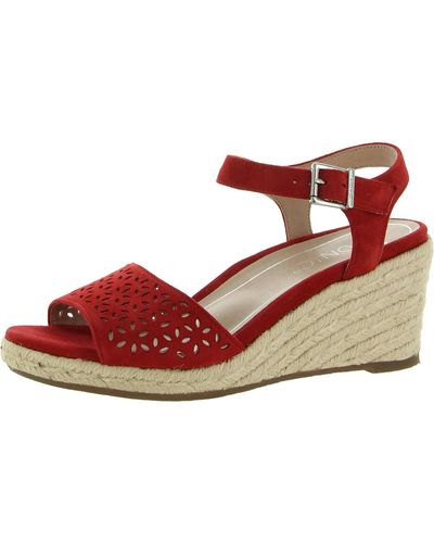 Vionic Ariel Suede Perforated Wedges - Red