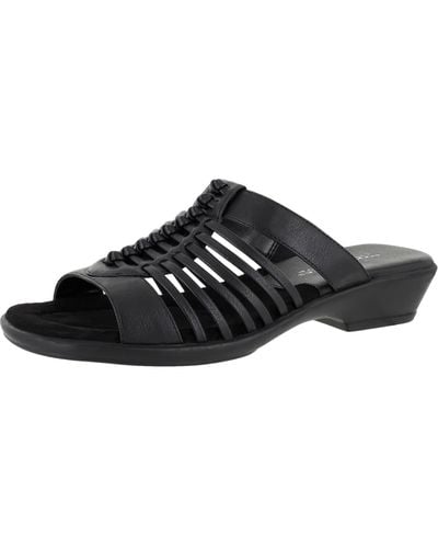 Easy Street Nola Faux Leather Slip On Slide Sandals - Black
