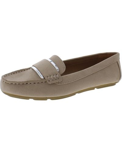 Calvin Klein Solid Faux Suede Loafers - Brown