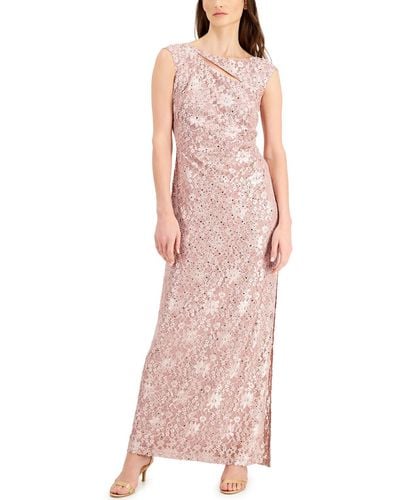 Connected Apparel Cut-out Maxi Evening Dress - Pink