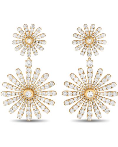 Non-Branded Lb Exclusive 18k Yellow Gold 13.35ct Diamond Daisy Drop Earrings Aer-17613 - Metallic