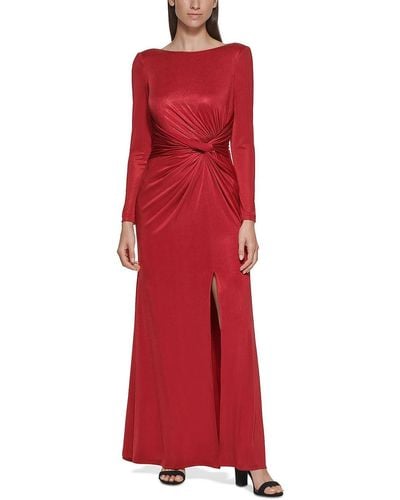 Vince Camuto Petites Metallic-flecked Maxi Evening Dress - Red