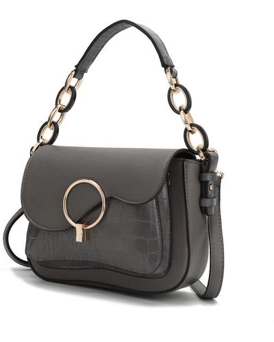 MKF Collection by Mia K Fanta Croc Shoulder Handbag - Black