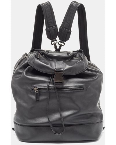 Prada Soft Leather Drawstring Backpack - Black