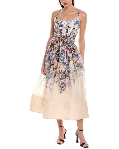 Zimmermann Tama Corset Linen & Silk-blend Midi Dress - Natural