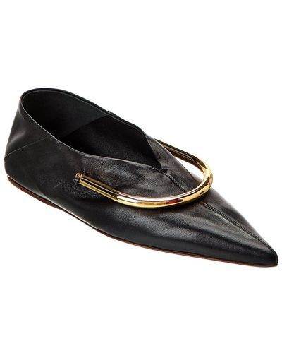 Jil Sander buckle flat leather shoes - Black