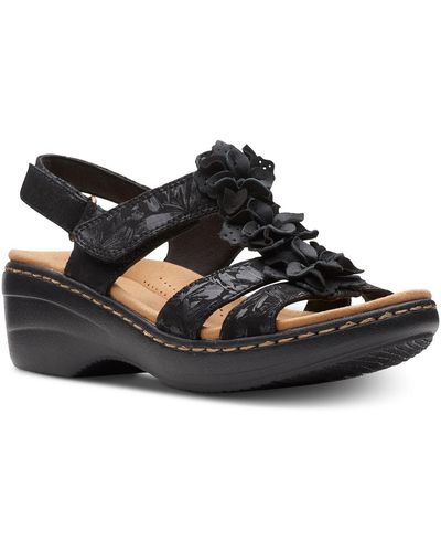 Clarks Leather Embellished Slingback Sandals - Black