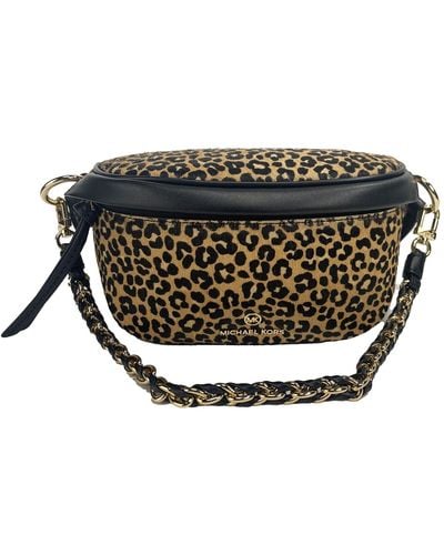 Michael Kors Slater Leopard Waistpack Sling Fanny Pack Bag - Black