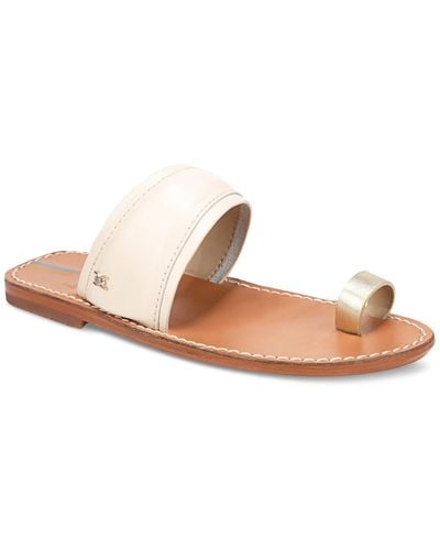 Sam Edelman Leather Toe Loop Slide Sandals - Brown