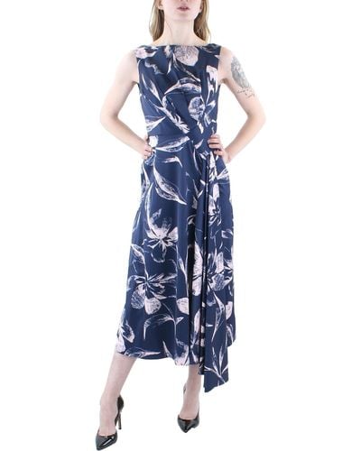 Kay Unger Floral Midi Cocktail And Party Dress - Blue