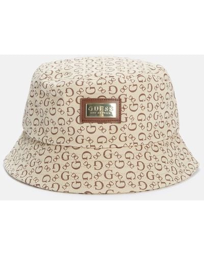 Guess Factory Jacquard Logo Bucket Hat - Natural