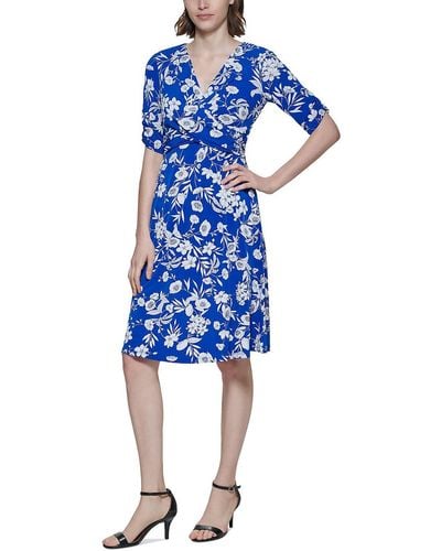 Jessica Howard Floral A-line Midi Dress - Blue