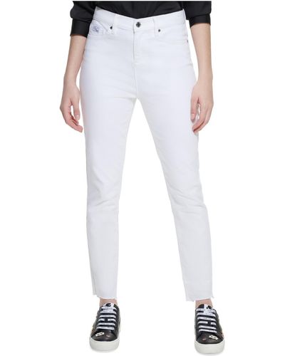 Karl Lagerfeld Raw Hem Denim Skinny Jeans - White