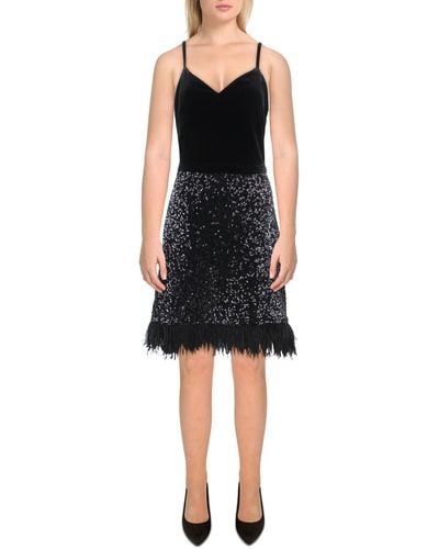 Eliza J Petites Sequined Above Knee Cocktail And Party Dress - Black