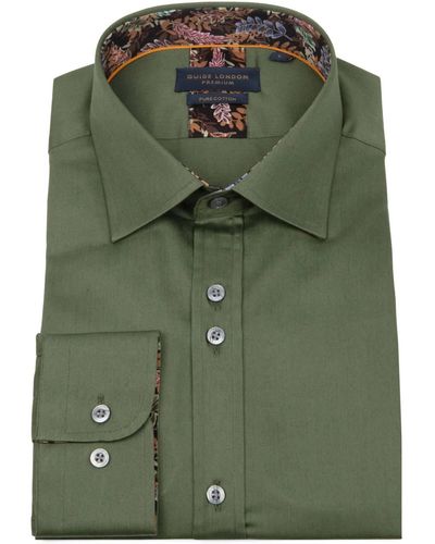 Guide London Long Sleeve Cotton Shirt - Green