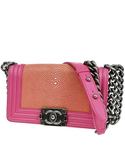 Chanel Boy Leather Shoulder Bag (pre-owned) - Pink