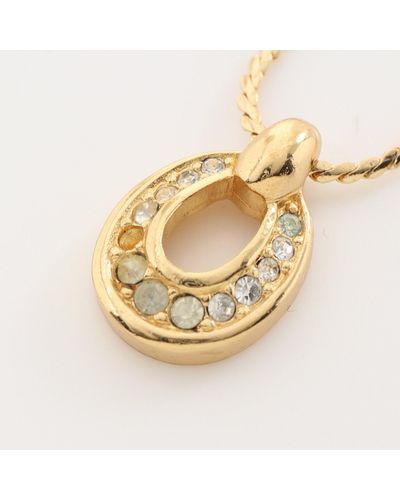 Dior Necklace Gp Rhinestone Gold Clear - Metallic
