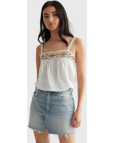 Lucky Brand Limited Edition Beaded Square Neck Cami - Blue