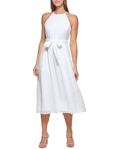 DKNY Polyester Fit & Flare Dress - White
