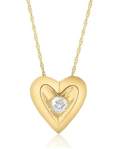 Pompeii3 1/5ct Round Diamond Necklace Heart Shaped Pendant - Metallic
