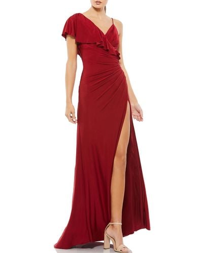 Ieena for Mac Duggal One Shoulder Maxi Evening Dress - Red