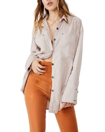 Free People Baby Cord Button Down Shirt - Natural