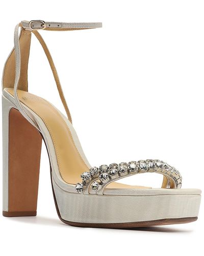 Alexandre Birman Agnes Plateau Sandal Leather Dressy Heels - Metallic